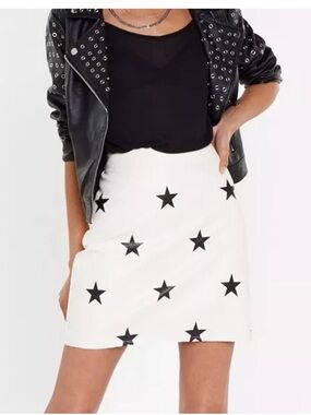 Denimland Faux Leather Star Skirt